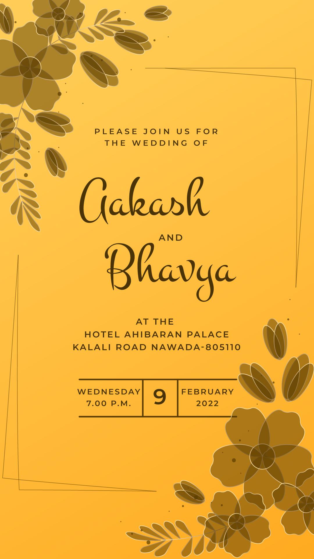 Hindu Floral Wedding Invitation Card