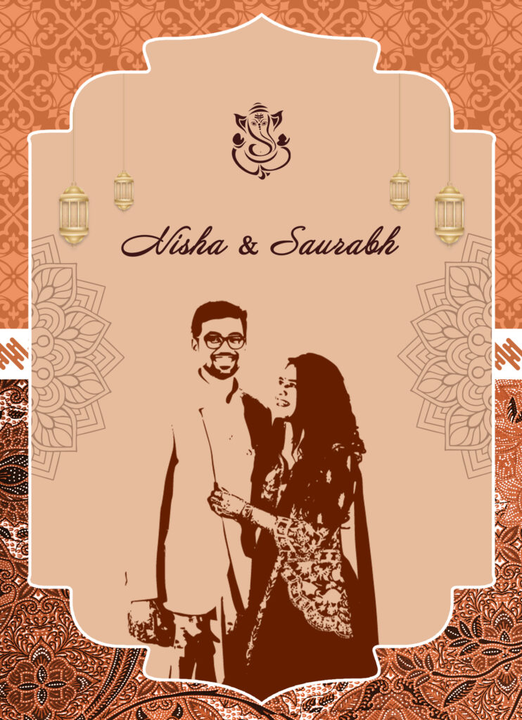 caricature wedding invitation card